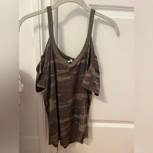 Z Supply Camo t shirt with shoulder cut outs